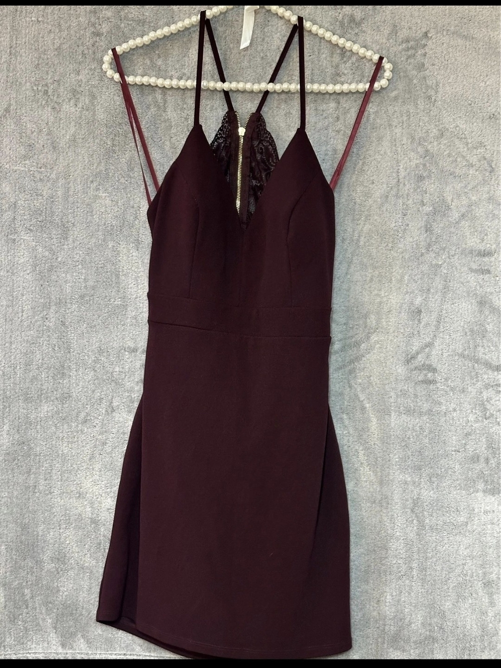 City Triangles Burgundy Lace-Back Cami Mini Dress